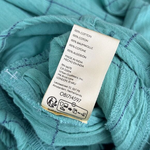 Free People Lunar Cove Pants Womens Medium Wide Leg Beachy Boho Plaid Grid NEW - Picture 8 of 11